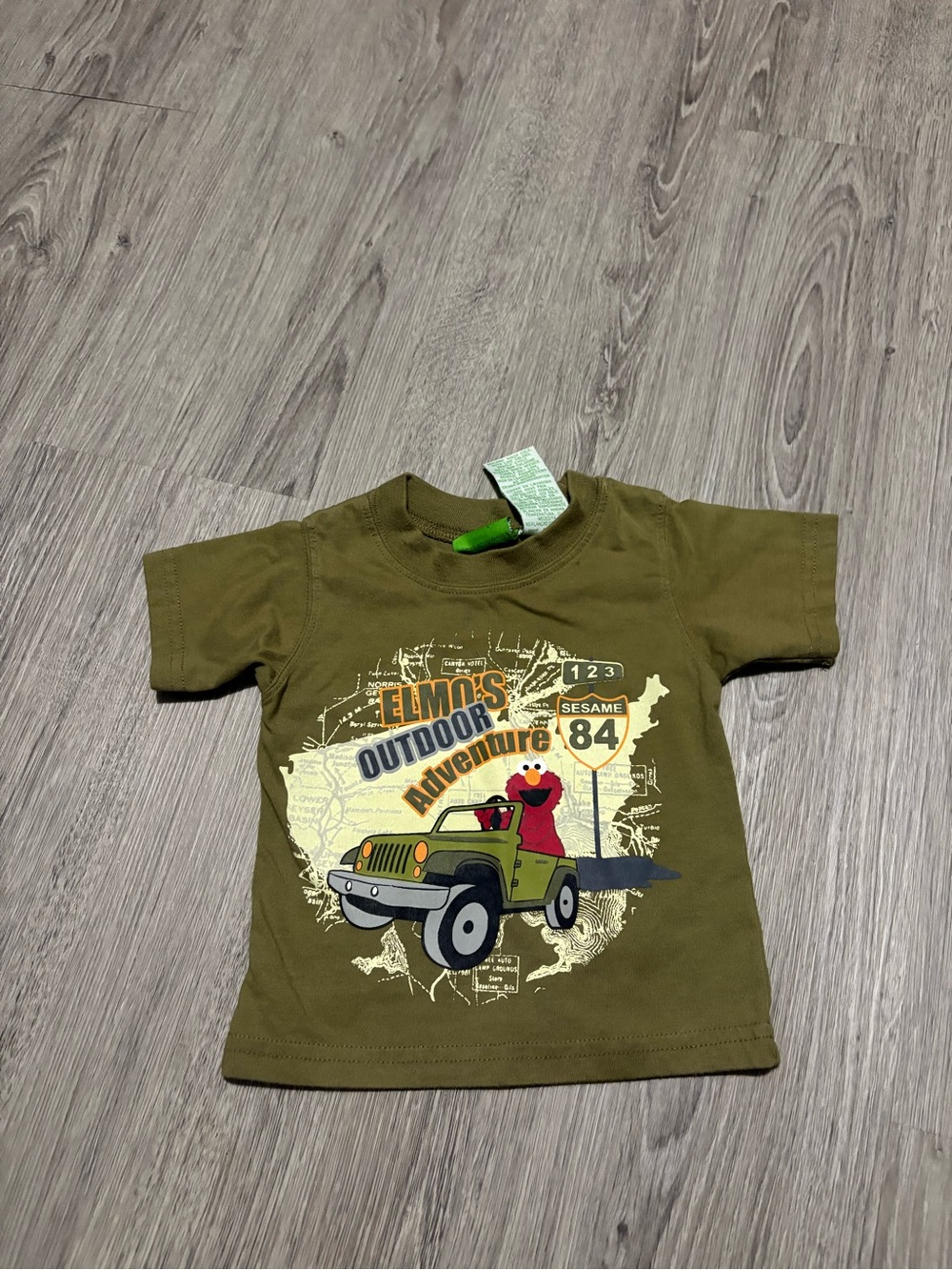 Sesame Street Elmo Olive Green Adventure Jeep T-Shirt
